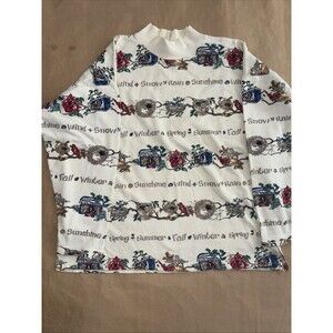 Vintage Four Seasons Printed Knit Shirt Bobbie Brooks Size Medium